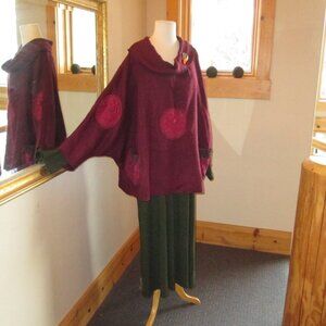 Heather Green Blue Fish Dress with Aug 27 A.M. Sweater and Matisse Renoir Brooch